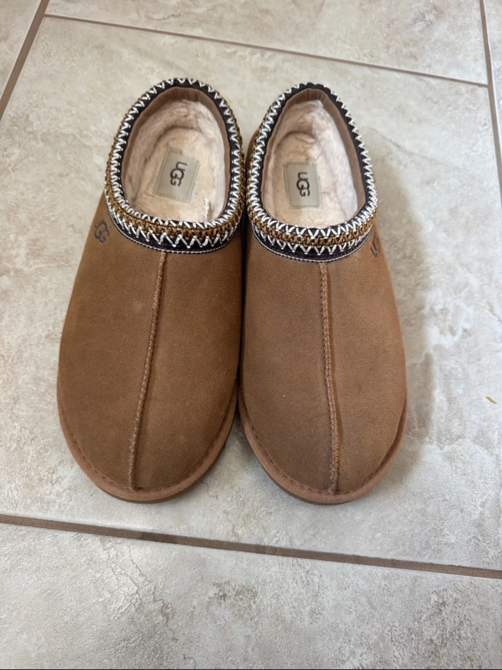 UGG Women’s Chestnut Brown Suede Slip-On Slippers - Picture 2 of 5
